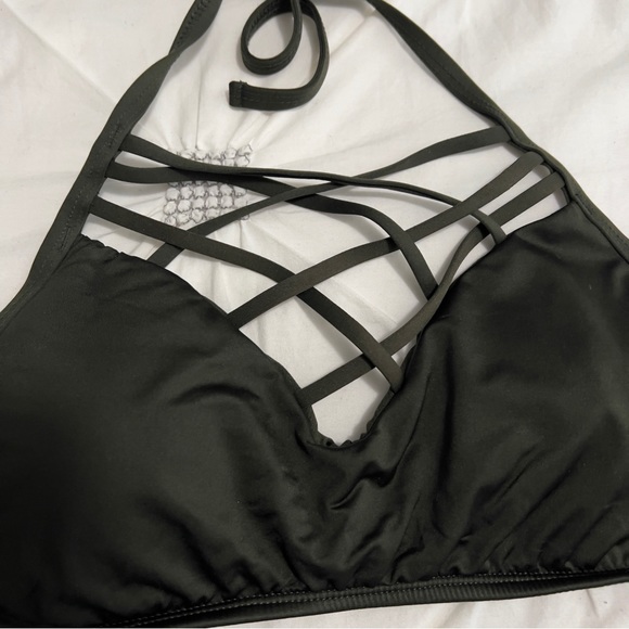 Mossimo Dark Olive Green Criss Cross Bikini Top - Picture 2 of 4